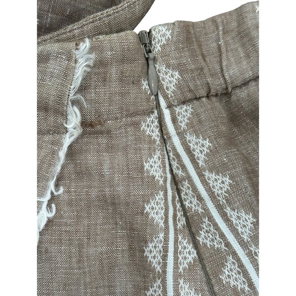 J. Jill Love Linen Skirt Faux Wrap Brown Striped Womens Size M - Picture 4 of 8